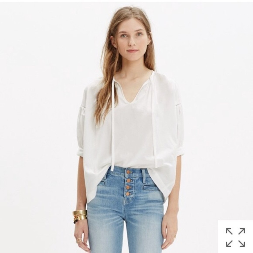 Madewell Tie-Neck Peasant Top